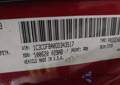 2013 Dodge Dart Sxt z USA, uszkodzony, nr VIN 1C3CDFBA0DD343517